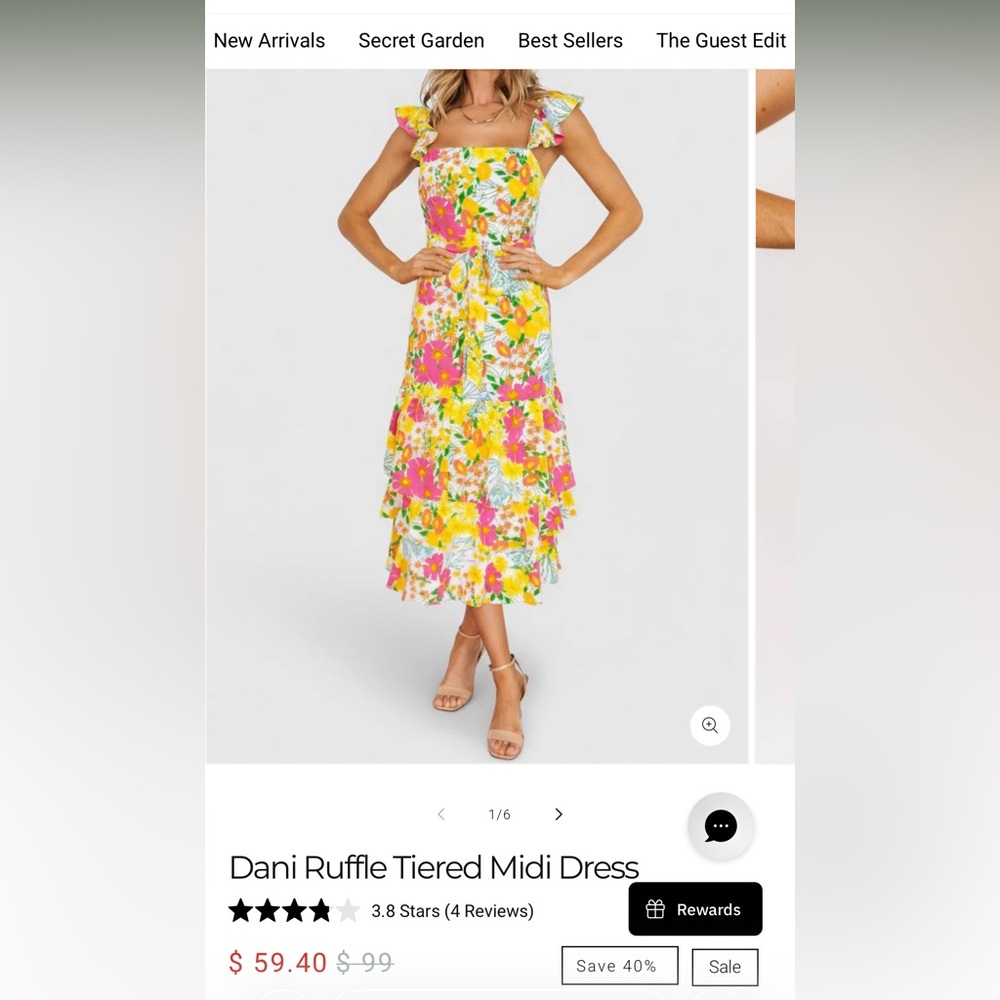 Floral Ruffle midi Dress with Straps